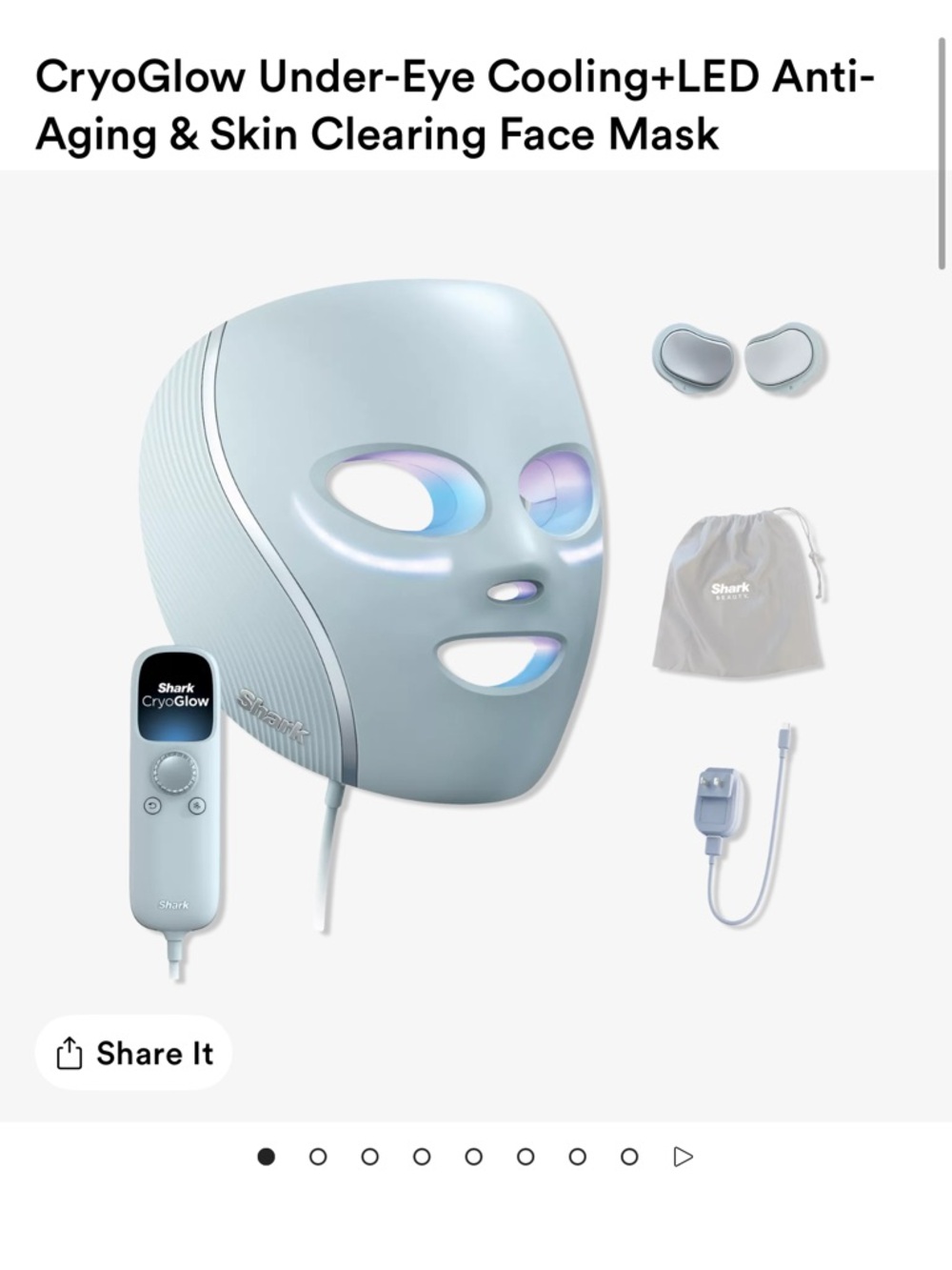 Shark CryoGlow Under Eye Cooling LED Red and Blue Light Anti-aging Acne Mask